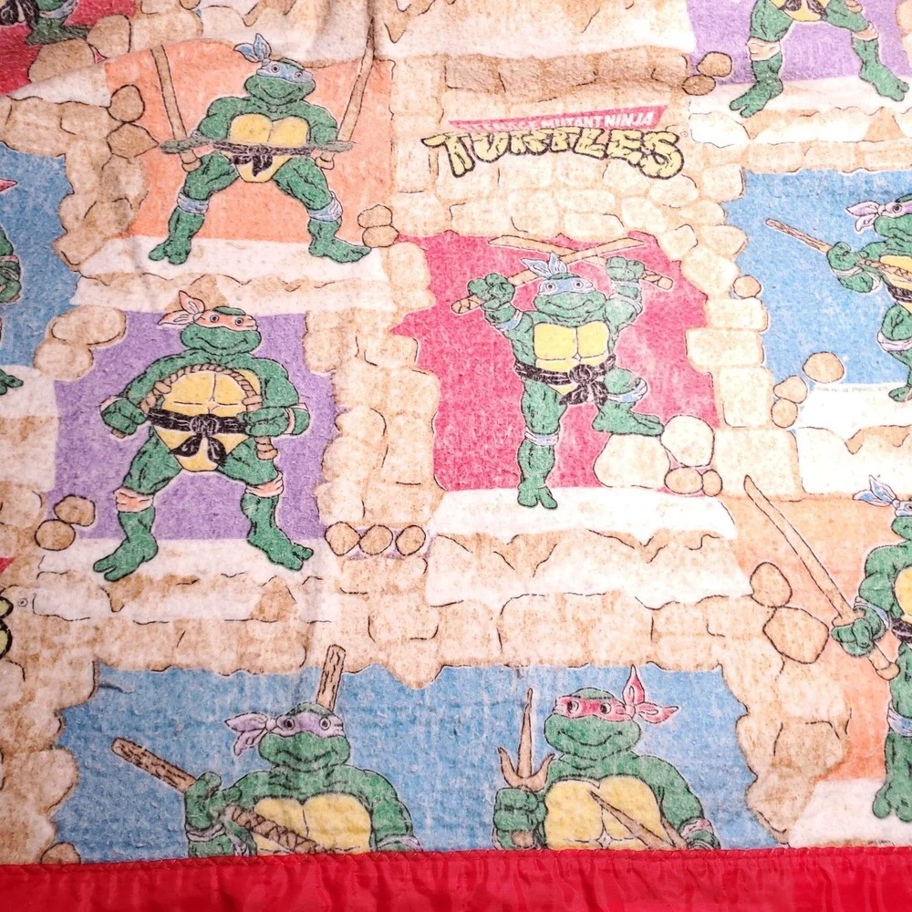 Vintage Teenage Mutant Ninja Turtles Comforter Bedding Blanket TMNT 86x70